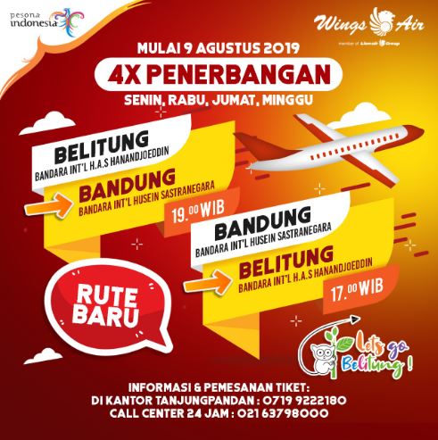 Harga tiket pesawat Wings Air Bandung Belitung